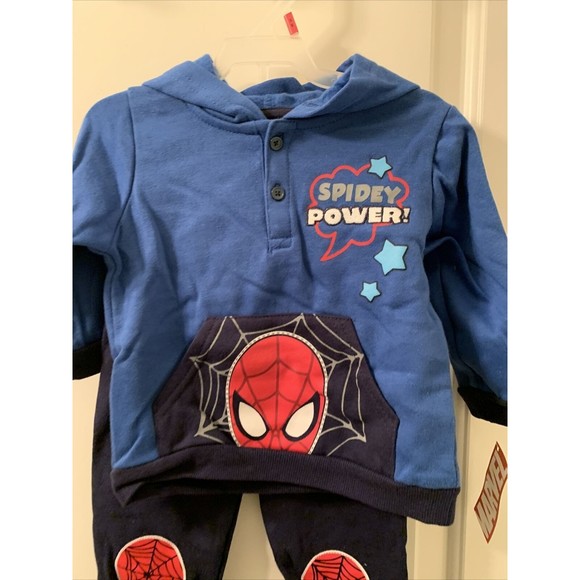 2 Piece Marvel Spiderman Jogging Suit Blue / Red Toddler Boys Choose Your Size - Picture 2 of 16